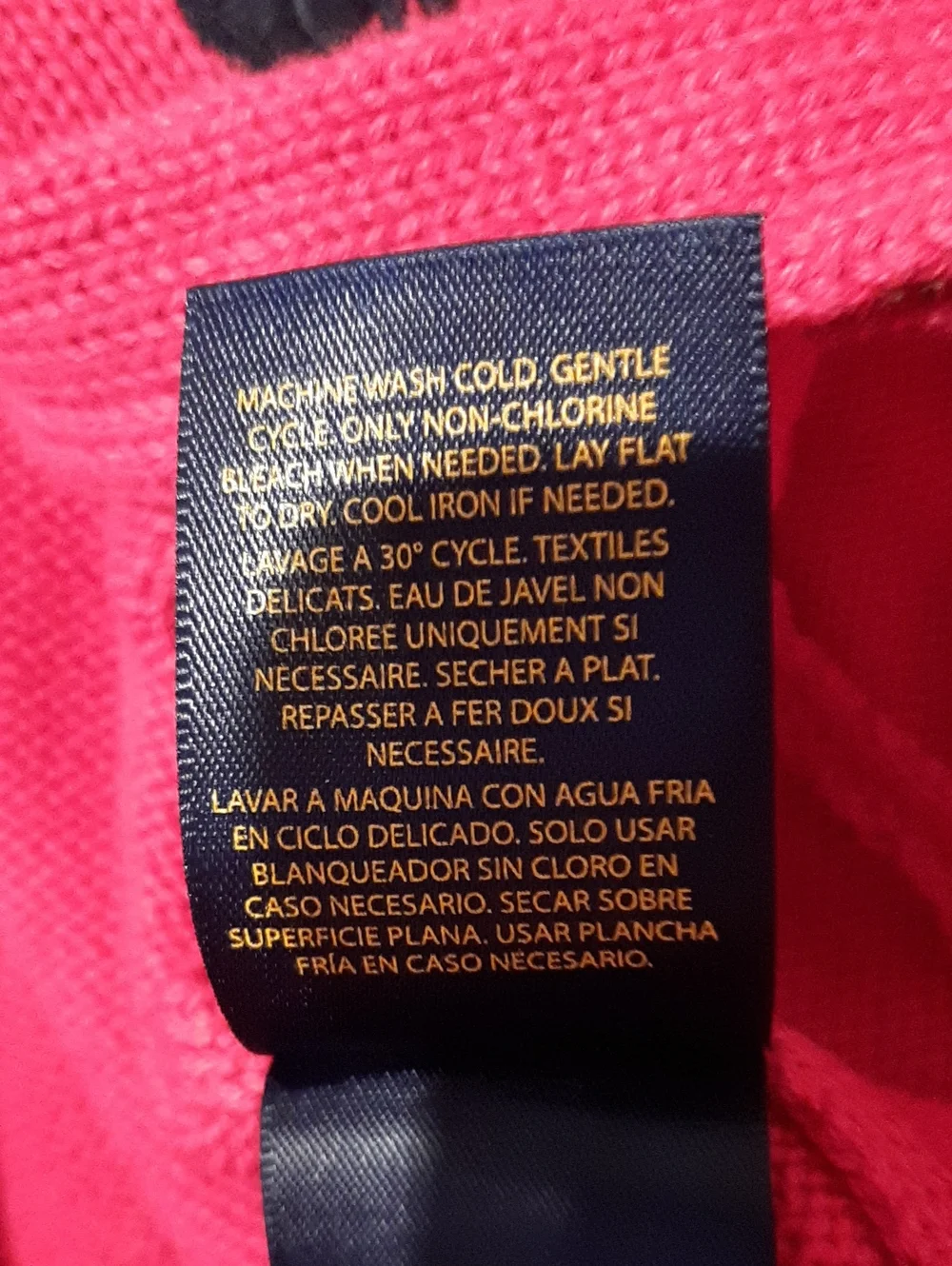 Ralph Lauren Hot Pink Full-Zip Knit Sweater With Blue Pony